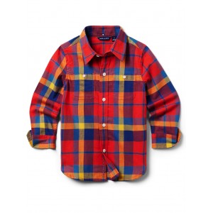 Brushed Plaid Button-Up (Toddler/Little Kid/Big Kid) Red