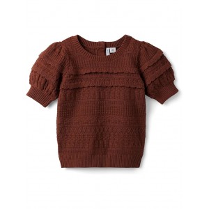 Puff Sleeve Sweater (Toddler/Little Kids/Big Kids) Brown