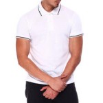 s/s polo knit with colored taping