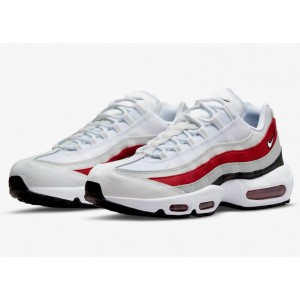 mens air max 95 essential running shoes in black/white-varsity red