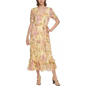 womens floral print tea length maxi dress