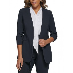 womens ruched business open-front blazer