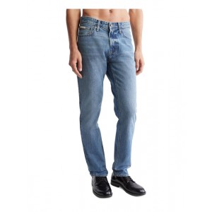 mens medium wash mid-rise slim jeans