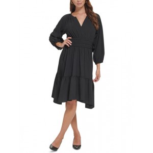 womens tiered knee length fit & flare dress