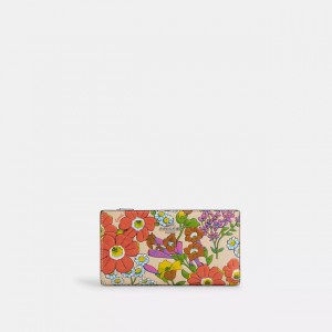 slim zip wallet with floral print