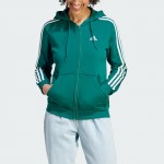 womens essentials 3-stripes full-zip fleece hoodie
