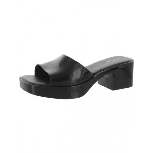 womens solid square toe slide sandals