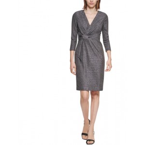 petites womens knit metallic cocktail and party dress