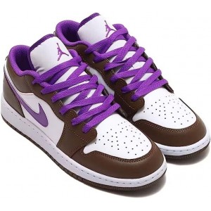 air jordan 1 low 553560-215 mens brown/white sneaker shoes size 4 wh104