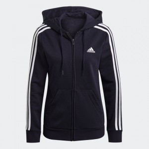 womens essentials french terry 3-stripes full-zip hoodie