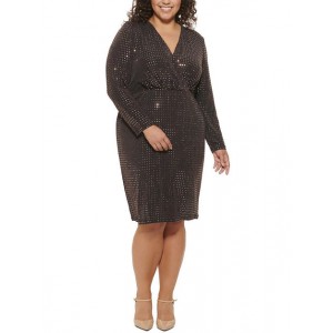 plus womens surplice knee cocktail and party dress