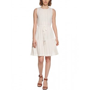 womens crinkled tiered fit & flare dress
