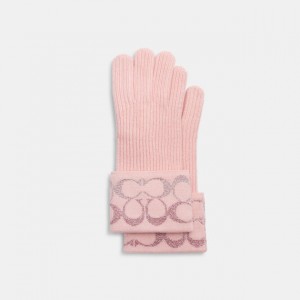 signature metallic knit gloves