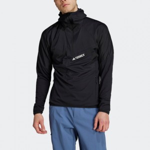 mens terrex techrock ultralight 1/2-zip hooded fleece jacket