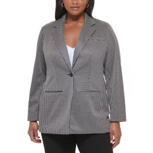 plus womens houndstooth suit separate one-button blazer