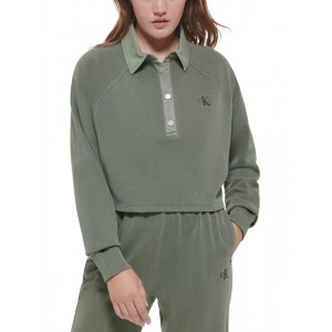 womens cropped collared polo top