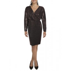 plus womens sequined midi cocktail and party dress