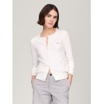 Solid Button-Up Cotton Cardigan