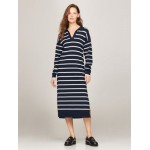 Long-Sleeve Stripe Polo Sweater Dress