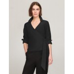 Solid Stretch Cotton Wrap Top