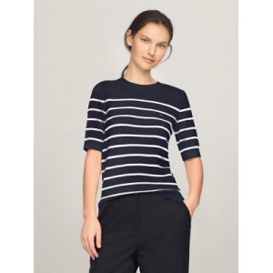 Short-Sleeve Stripe Sweater