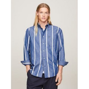 Regular Fit Stripe Cotton Linen Shirt