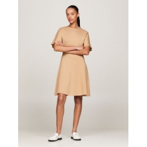 Solid Short-Sleeve Fit And Flare Dress