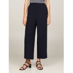 Wide-Leg Cropped Twill Pant