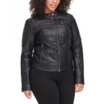 Plus Size Faux Leather Motocross Racer Jacket