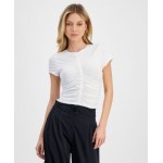 Womens Ruched Short-Sleeve Top