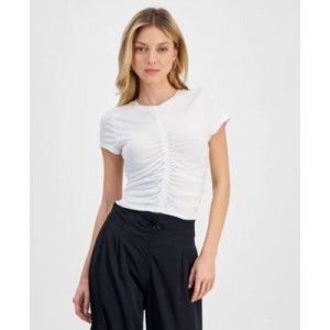 Womens Ruched Short-Sleeve Top