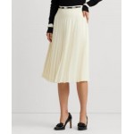 Womens Belted Pleated A-Line Skirt