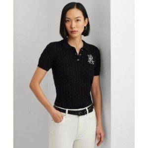 Womens Cable-Knit Polo Shirt