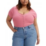Plus Size Short-Sleeve Snap-Front Top