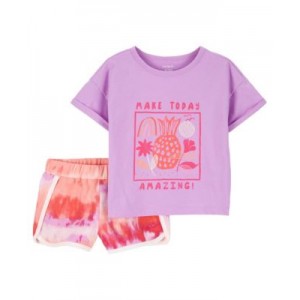 Toddler Girls Make Today Amazing T-shirt and Tie Dye Shorts 2 Piece Set