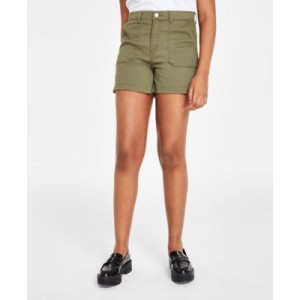 Womens Mid-Rise Zip-Fly Utility Shorts