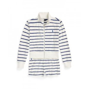 Big Girls Striped Cotton Terry Jacket and Shorts Set