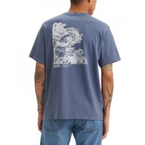 Mens Relaxed-Fit Tidal Wave Logo Graphic T-Shirt