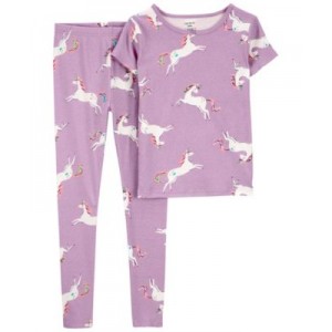 Big Girls 2 Piece Unicorn 100% Snug Fit Cotton Pajamas