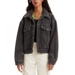 Womens Padded Cotton Long-Sleeve Trucker Jacket