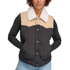 Womens Faux-Fur-Collar Western Puffer Vest