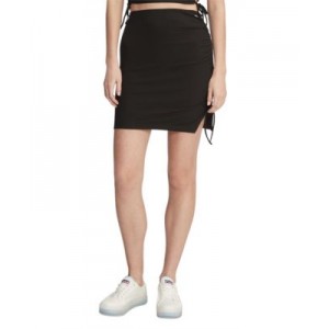 Womens Ruched Ribbed Mini Skirt