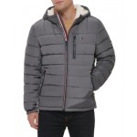 Mens Sherpa Lined Hooded Quilted Puffer Jacket