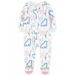 Toddler Girls 1-Piece Animal-Print Fleece Footed Pajama