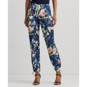 Womens Floral High-Rise Cargo Pants