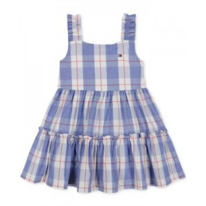 Little Girls Plaid Open-Back Tiered Dress
