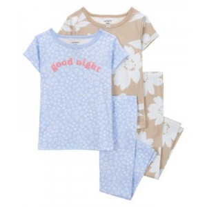 Toddler Carters Toddler Girls Floral 100% Snug Fit Cotton Pajamas 4 Piece Set