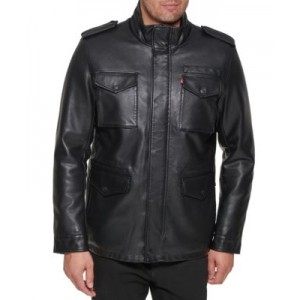 Mens Faux Leather Four Pocket Field Jacket