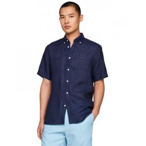 Mens Regular-Fit Linen Short-Sleeve Shirt