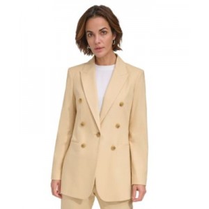 Womens Faux-Double-Breasted Button-Front Blazer